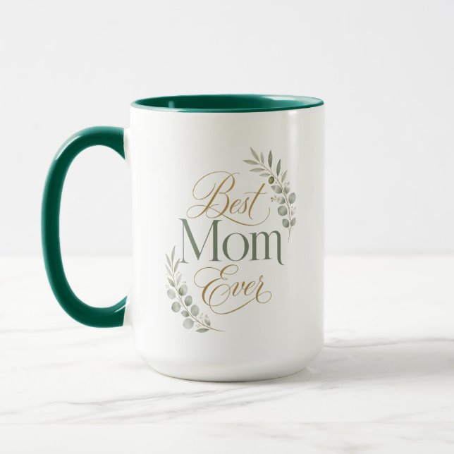 Best Mum Ever Botanical Name Typography Mug (Left)