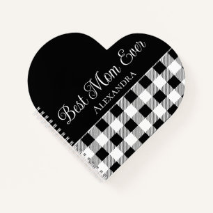Best Mum Ever Buffalo Plaid Black White Apron Notebook