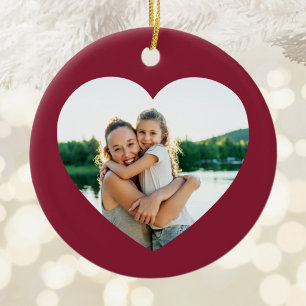 Best Mum Ever Burgundy Heart Border Ceramic Ornament