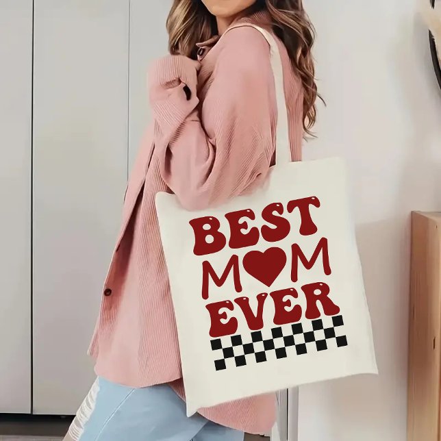 Best Mum Ever Chequered Tote Bag, Gift for Mum (gift for mom, Mother’s Day tote, birthday present for mom, Christmas gift for mom,best mom gift idea)