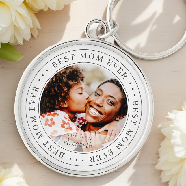 Best Mum Ever Classic Simple Photo Key Ring (Creator Uploaded)
