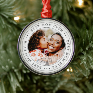 Best Mum Ever Classic Simple Photo Metal Ornament