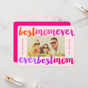Best Mum Ever Colourful Brushed Script Modern Phot Card
