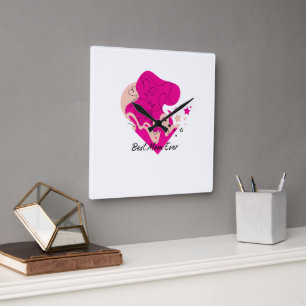 Best Mum Ever Colourful Design Square Wall Clock