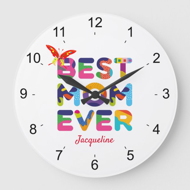 Best Mum Ever Colourful Large Clock (Front)