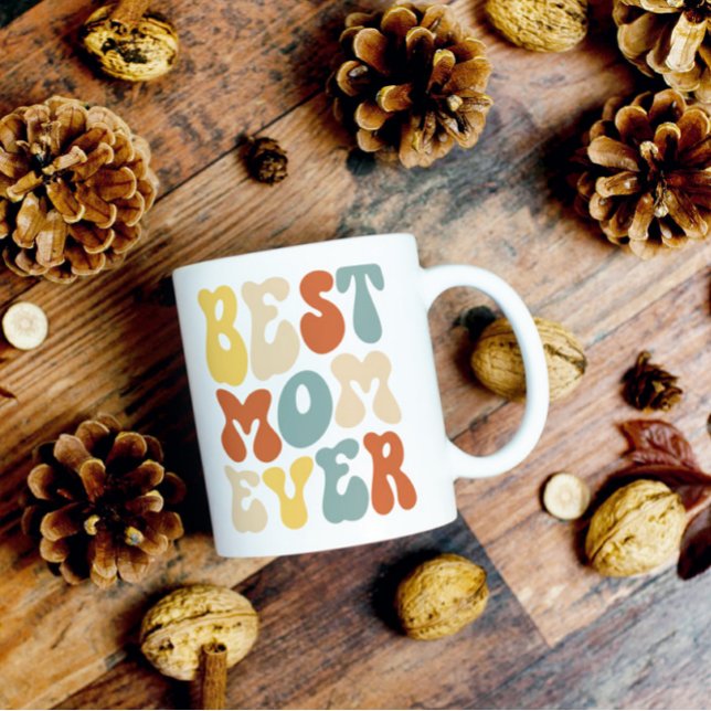 Best Mum Ever Colourful Retro Typography 2 Coffee Mug (Creator Uploaded)