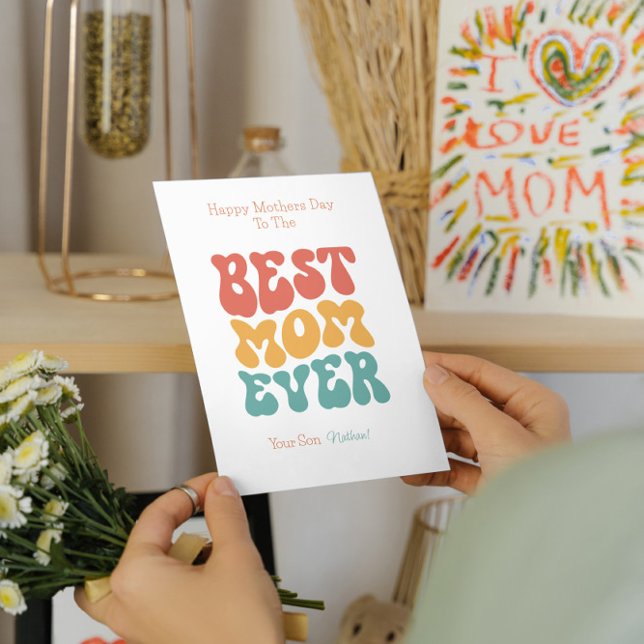 Best Mum Ever Colourful Retro Typography Invitation (Creator Uploaded)