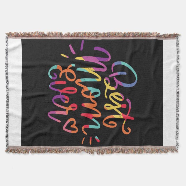 Best Mum Ever Colourful Throw Blanket (Front)