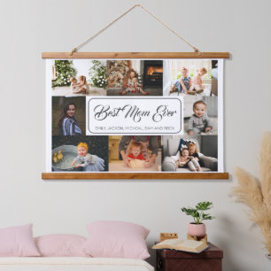 Best Mum Ever Custom 8 Photo Collage Hanging Tapestry