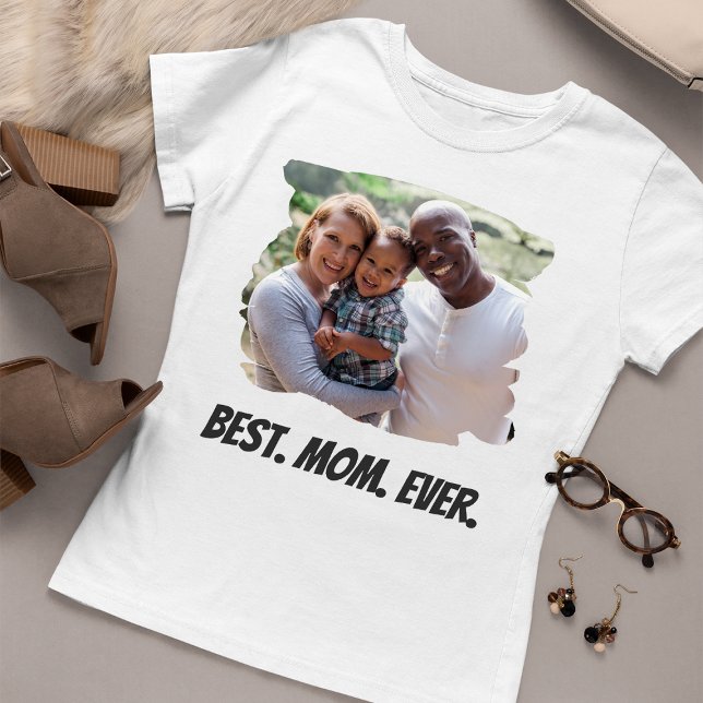 Best Mum Ever Custom Family Photo Mother's Day T-Shirt (Creator Uploaded)