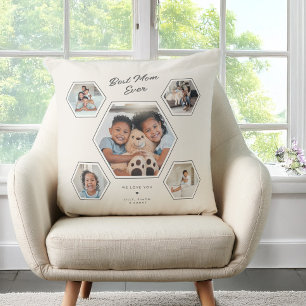 Best Mum Ever Custom Five Photo Collage Gallery Cushion