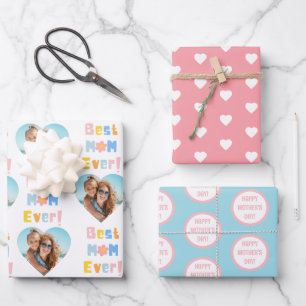 Best Mum Ever Custom Mother's Day Photo Wrapping Paper Sheet