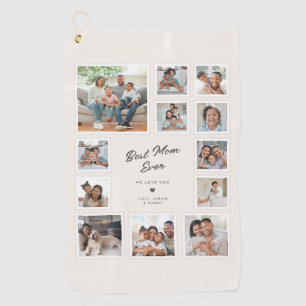 Best Mum Ever Custom Multi Photo Collage Elegant Golf Towel