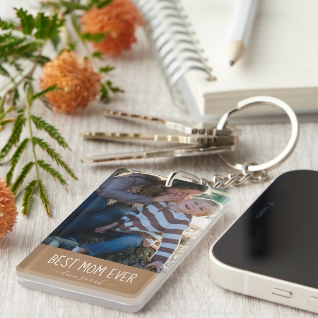 Best Mum Ever Custom Photo Fathers Day Keychain (Front Right)