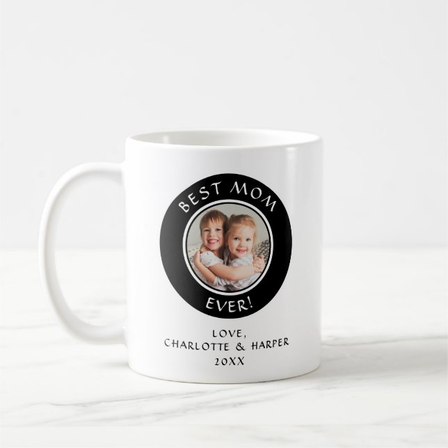 Best Mum Ever Custom Photo Modern Mummy Kids Cute Coffee Mug (Left)
