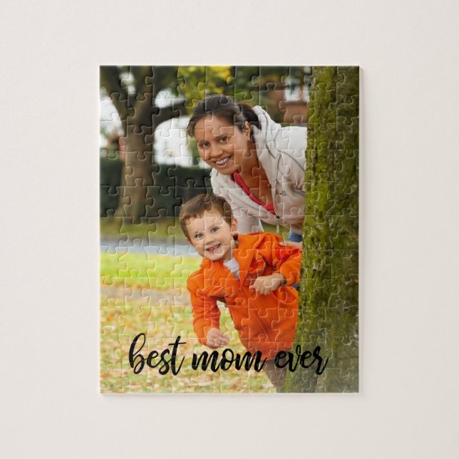 Best Mum Ever Custom Vertical Photo Black Script Jigsaw Puzzle (Vertical)