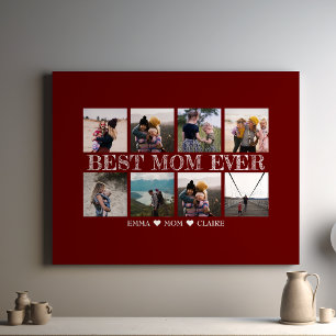 Best Mum Ever Customisable Maroon Photo Collage Canvas Print