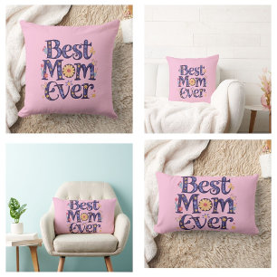Best Mum Ever Cute Flowers Mother's Day Lumbar Cushion