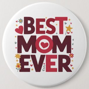Best Mum Ever Cute Hearts Mother's Day 6 Cm Round Badge