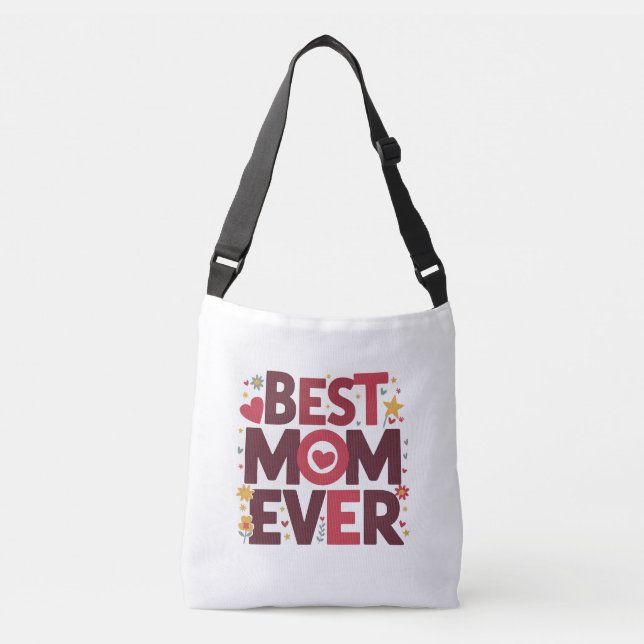 Best Mum Ever Cute Hearts Mother's Day Crossbody Bag (Front)