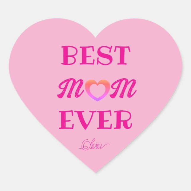 Best Mum Ever Cute Pink Heart Mother's Day Gift  Sticker (Front)