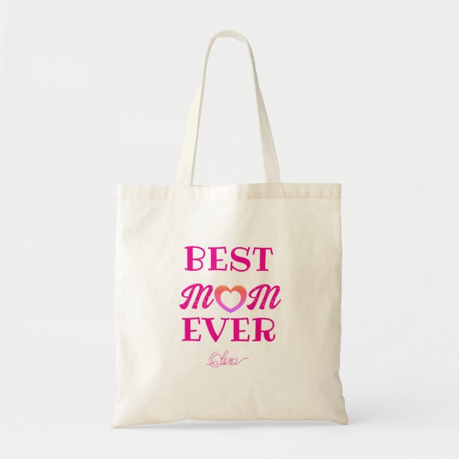 Best Mum Ever Cute Pink Heart Mother's Day Gift  Tote Bag (Front)