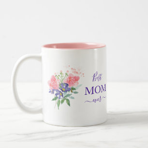 Best Mum Ever Cute Pink Purple Floral Two-Tone Coffee Mug