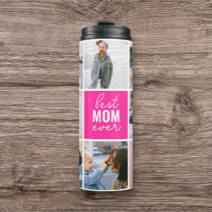 Best Mum Ever Cute Script Photo Collage Thermal Tumbler