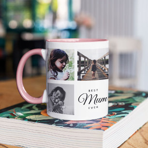 Best Mum Ever Cute Trendy Instagram Photo Collage Two-Tone Coffee Mug