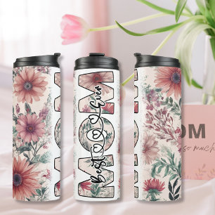 Best Mum Ever dark pink flowers Thermal Tumbler