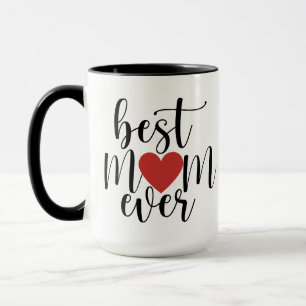 Best Mum Ever Decorative Script with Red Heart Mug