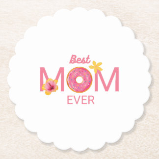 Best Mum Ever Doughnut Floral Paper Coaster
