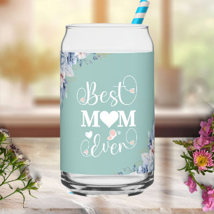'Best Mum Ever' elegant floral Can Glass