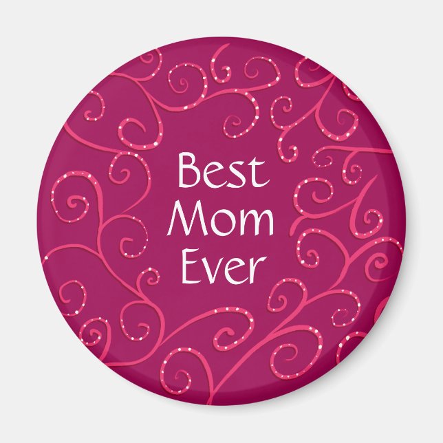 Best mum ever elegant pink swirls modern magnet (Front)