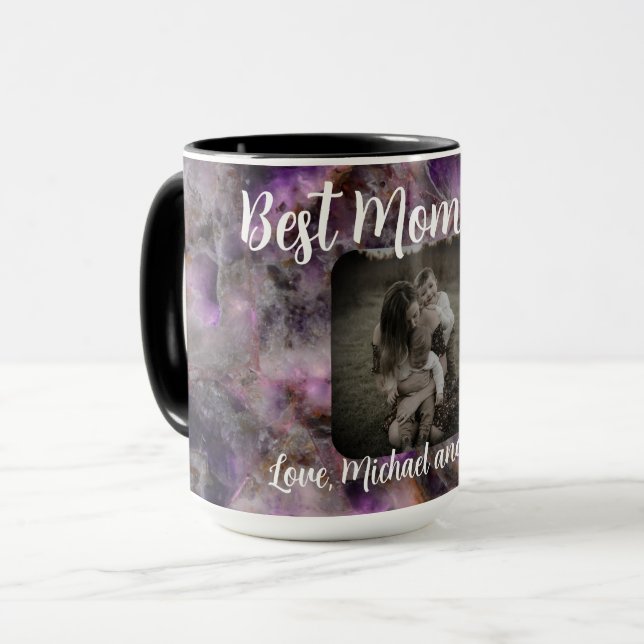 Best Mum ever elegant purple quartz marble Mug (Front Left)