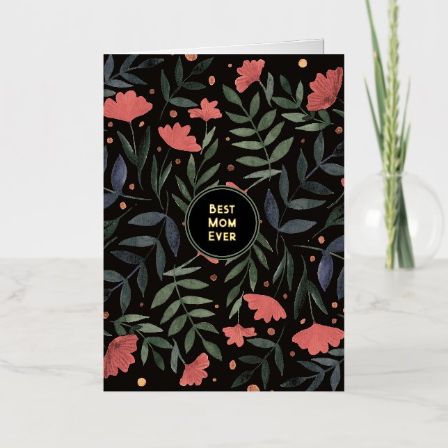 Best mum ever elegant retro magical garden foil holiday card (Front)