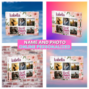 Best Mum Ever Elegant Typography Photo Collage Block