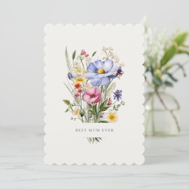 Best Mum Ever English Garden Bouquet Mother's Day Holiday Card (Standing Front)
