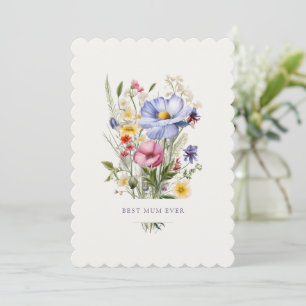 Best Mum Ever English Garden Bouquet Mother's Day Holiday Card