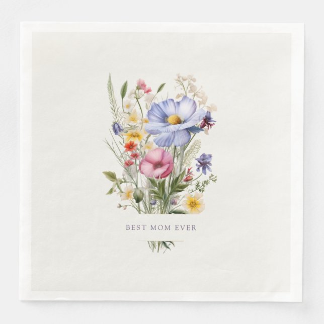 Best Mum Ever English Garden Bouquet Mother's Day Napkin (Front)