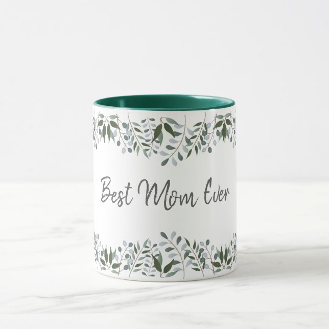 Best Mum Ever Eucalyptus Greenery Floral Mug (Center)