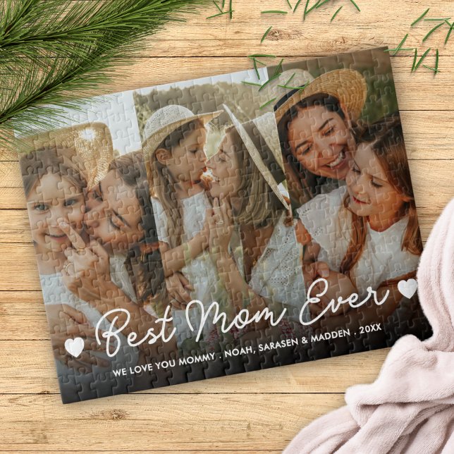 Best Mum Ever Family 3 Photo Mothers Day Script Jigsaw Puzzle (Creator Uploaded)