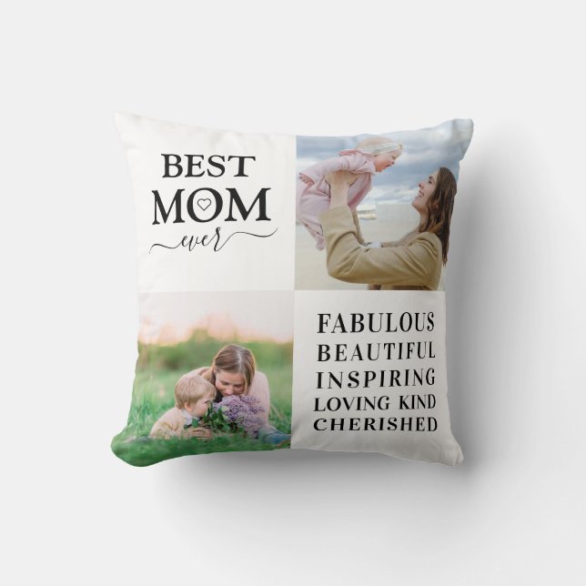 Best Mum Ever Family Photo Collage Cushion (Front)