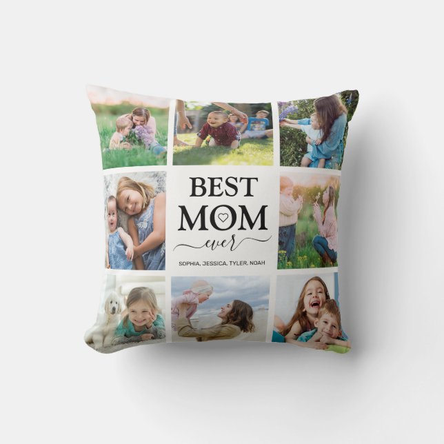 Best Mum Ever Family Photo Collage Cushion (Front)
