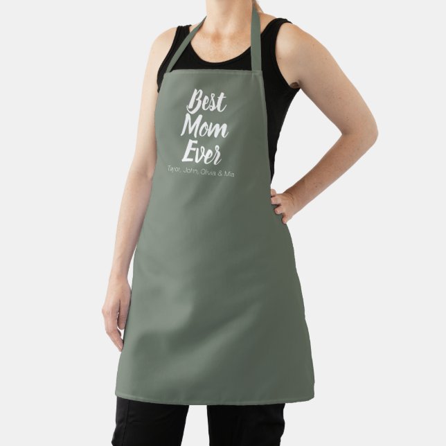 Best Mum Ever fir spruce green custom script cute Apron (Insitu)