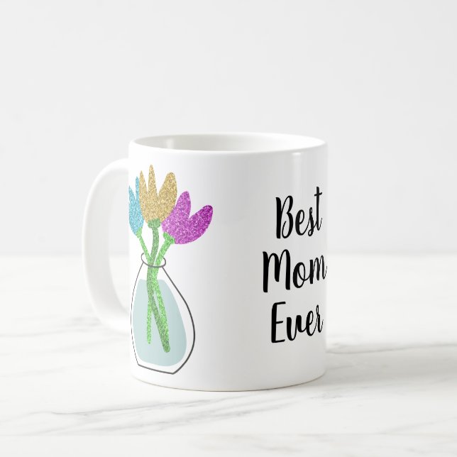 Best Mum Ever Floral  Coffee Mug (Front Left)