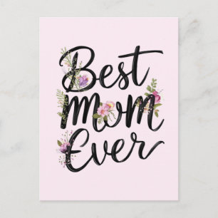 Best mum ever floral design postcard