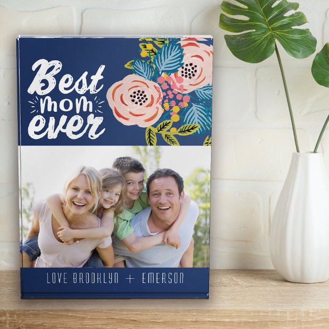 Best Mum Ever Floral Gift Photo Block (Creator Uploaded)