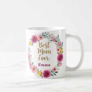Best Mum Ever Floral Mug – Custom Name 