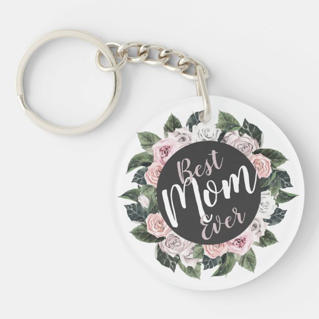 Best Mum Ever Floral Photo Keychain (Front)